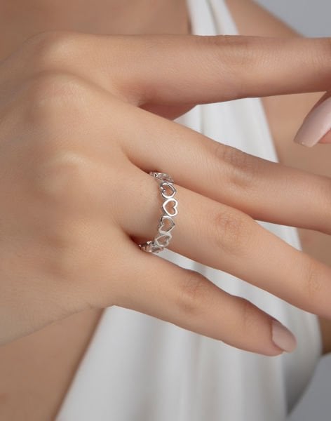 Aşk Sarmalı Özel Tasarım Gümüş Yüzük 11 - Rodyum Kaplama