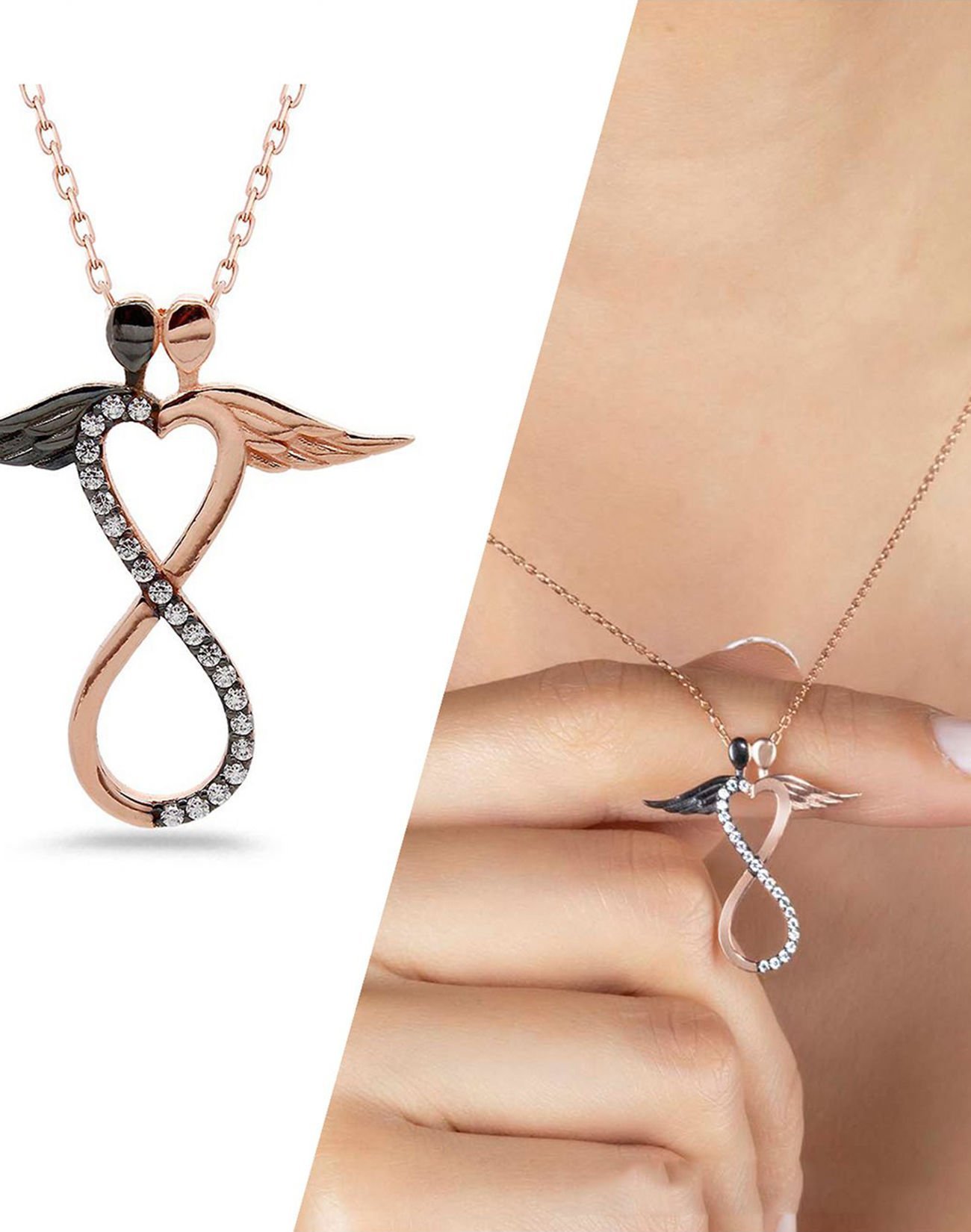 Sarılan Çift Sonsuzluk Gümüş Kolye