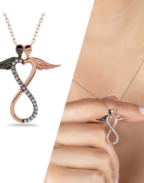 Sarılan Çift Sonsuzluk Gümüş Kolye