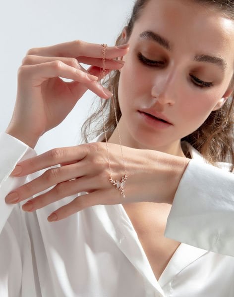 925 Ayar Gümüş Şanslı Kelebek Kolye