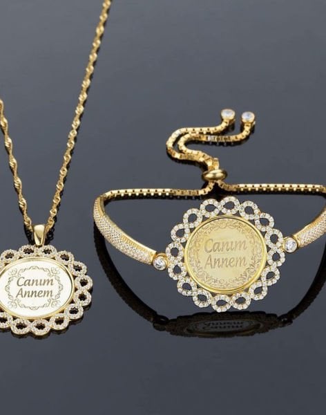 Canım Annem Kolye Bileklik Gümüş Set