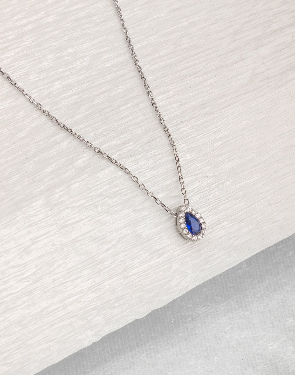 Mavi Damla Taşlı Gümüş Kolye