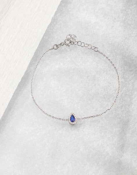 Mavi Damla Taşlı Gümüş Bileklik