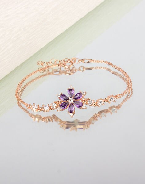 925 Ayar Gümüş Nergis Çiçeği Bileklik MOR