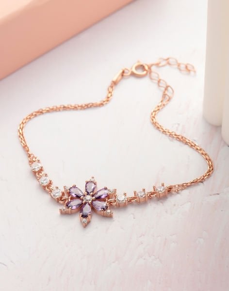 925 Ayar Gümüş Nergis Çiçeği Bileklik MOR