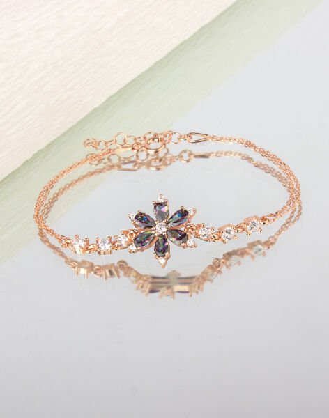 925 Ayar Gümüş Nergis Çiçeği Bileklik MİSTİK TOPAZ