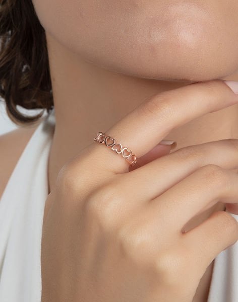 Aşk Sarmalı Özel Tasarım Gümüş Yüzük 19 - Rose Kaplama