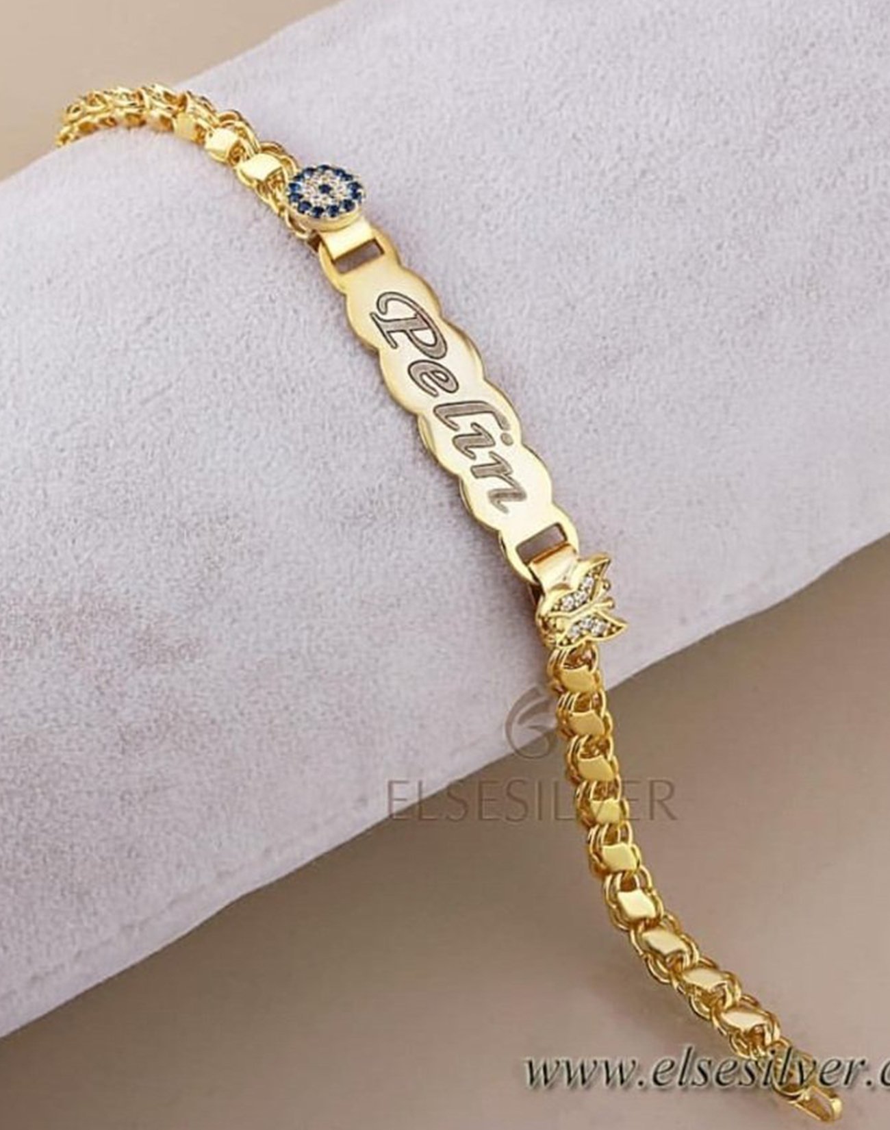 Kişiye Özel Pullu Zincir Gümüş Çocuk Bilekliği