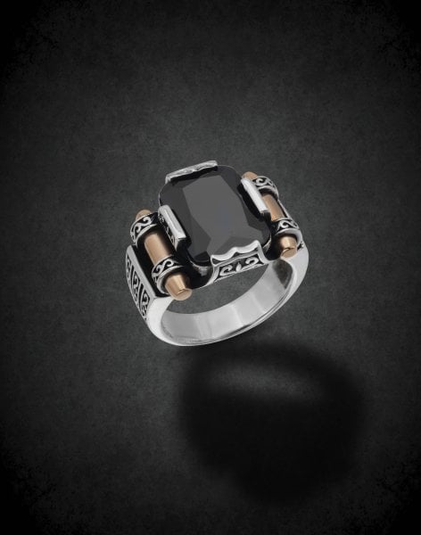 Siyah Taşlı Gümüş Erkek Yüzüğü