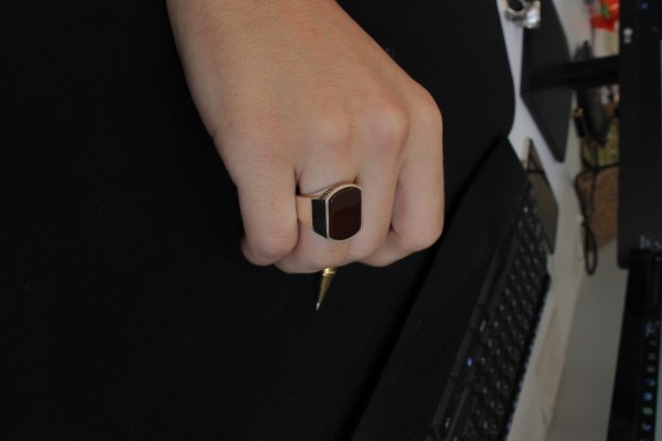 Grek Desenli Akik Taşlı Gümüş Erkek Yüzüğü