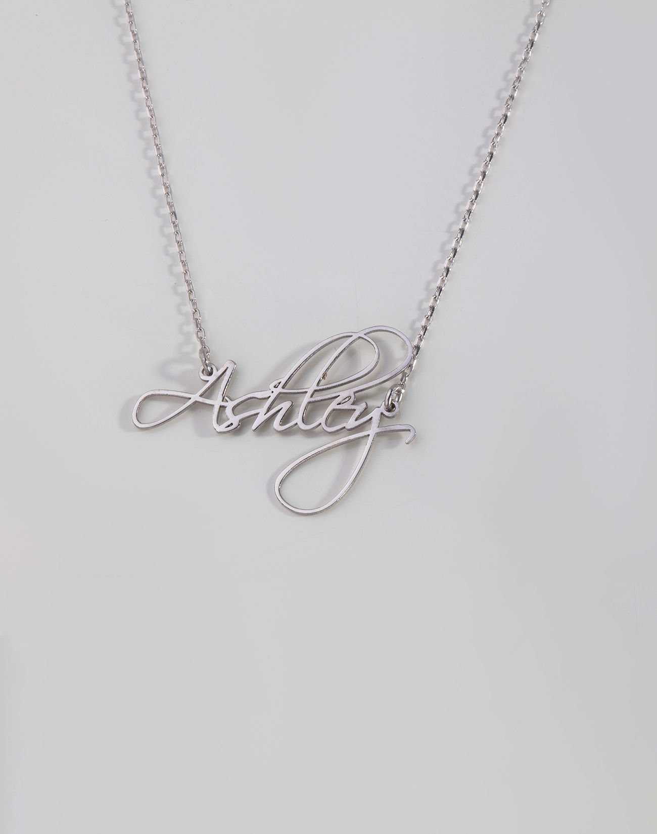 El Yazısı İsimli Gümüş Kolye Rodyum Kaplama