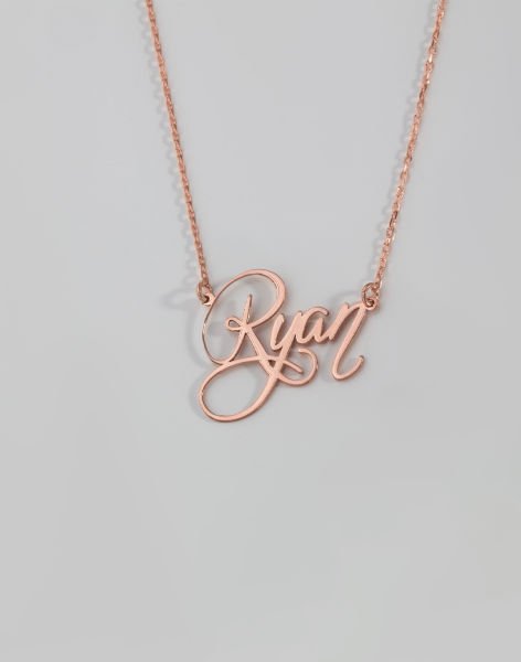 El Yazısı İsimli Gümüş Kolye Rose Kaplama