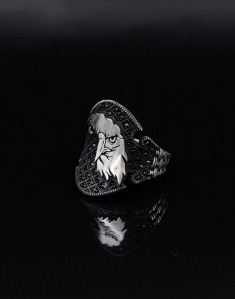 Kalkan Modeli Kartal Gümüş Erkek Yüzüğü