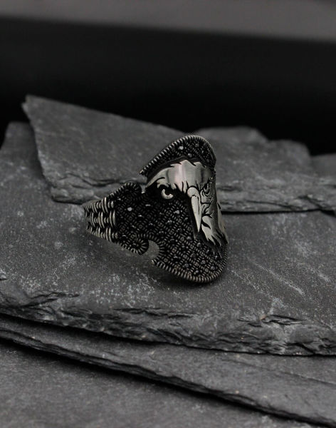 Kalkan Modeli Kartal Gümüş Erkek Yüzüğü