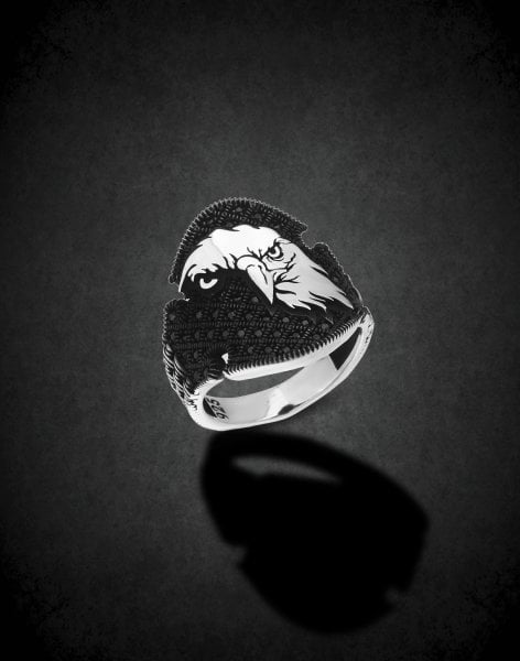 Kalkan Modeli Kartal Gümüş Erkek Yüzüğü