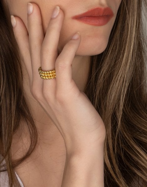 3 Sıra Tam Tur Ayarlanabilir Dorika Gümüş Yüzük