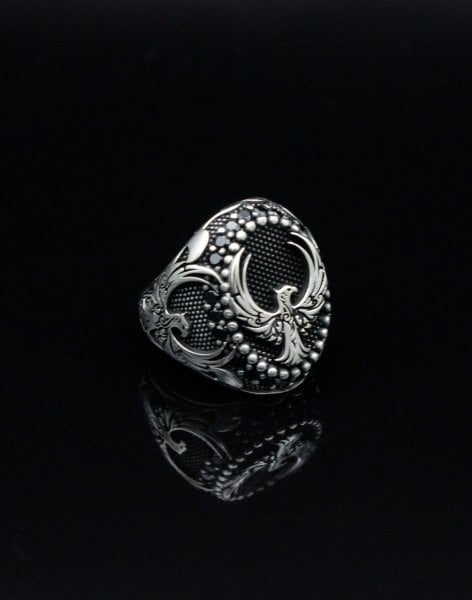 Anka Kuşu Gümüş Erkek Yüzüğü