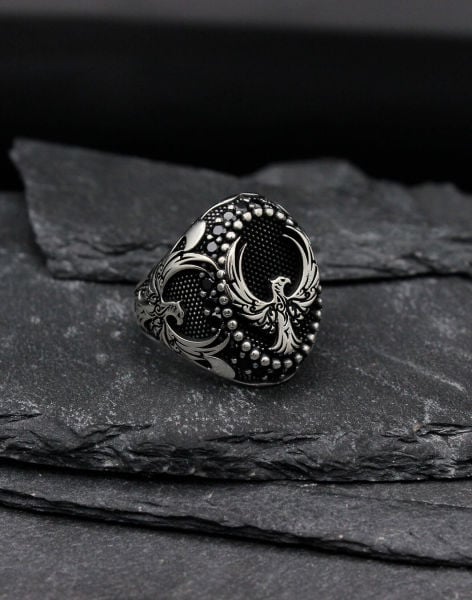 Anka Kuşu Gümüş Erkek Yüzüğü