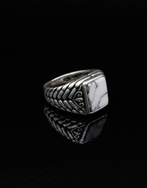 Sedef Taşlı Gümüş Erkek Yüzüğü