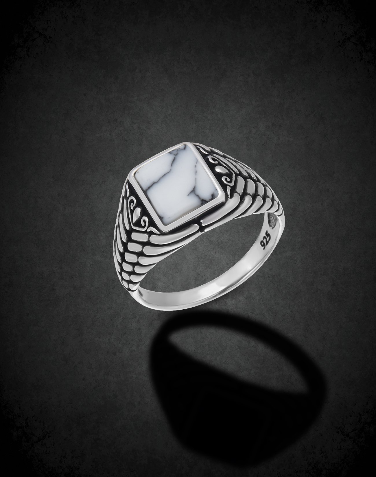 Sedef Taşlı Gümüş Erkek Yüzüğü