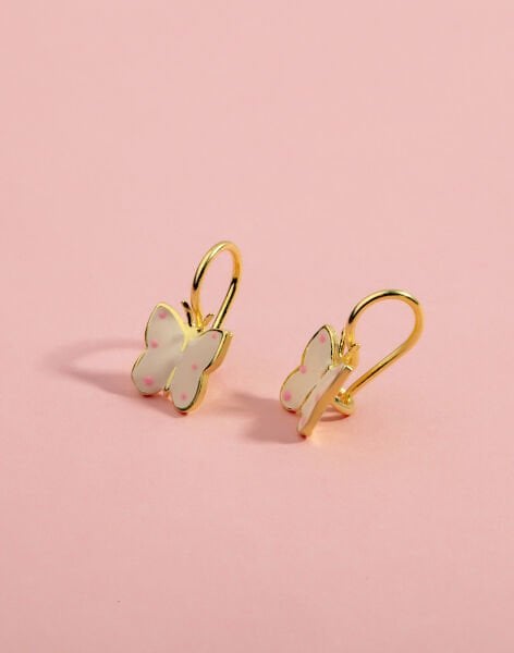 925 Ayar Gümüş Mineli Sevimli Kelebek Çocuk Küpesi