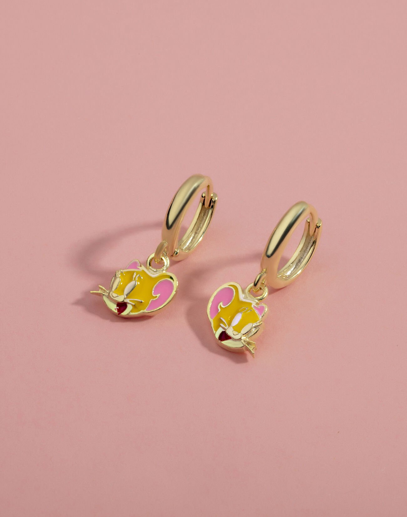 925 Ayar Gümüş Mineli Sevimli Fare Figürlü Çocuk Küpesi