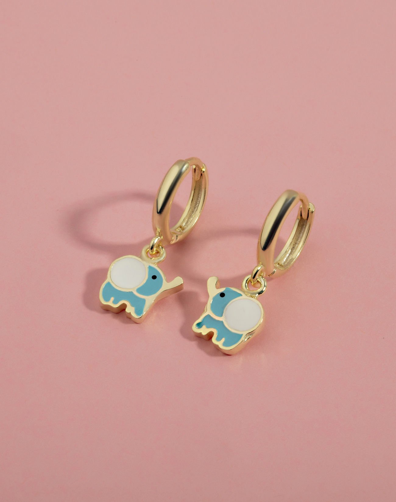 925 Ayar Gümüş Mineli Sevimli Fil Çocuk Küpesi