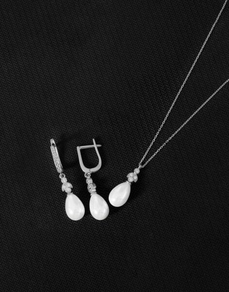 925 Ayar Gümüş Ay Işığı Damla İnci Set