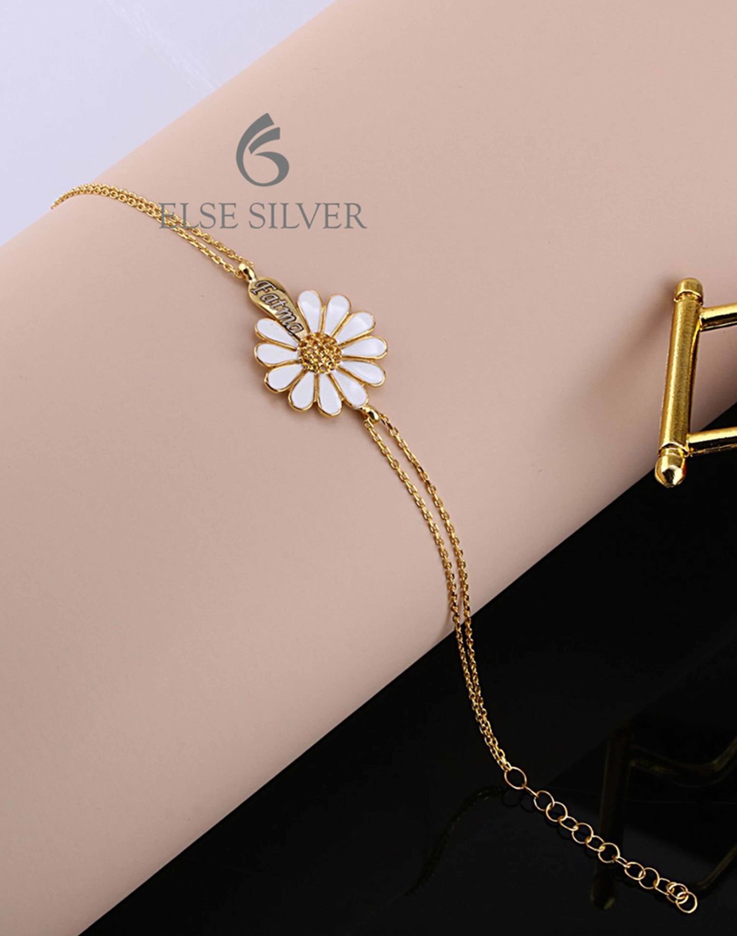 İsimli Papatya Gümüş Bileklik