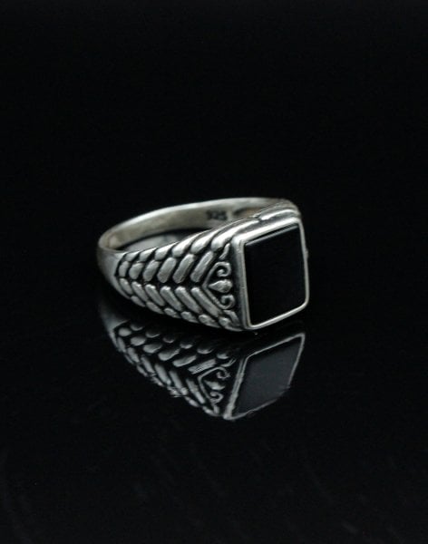 Timsah İşlemeli Gümüş Erkek Yüzüğü