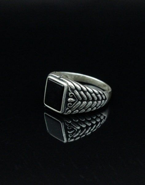 Timsah İşlemeli Gümüş Erkek Yüzüğü