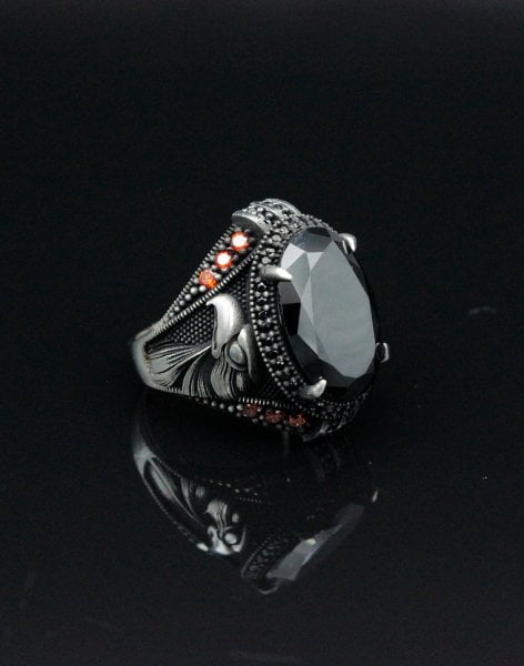 Dört Tırnaklı Şahin Gümüş Erkek Yüzüğü