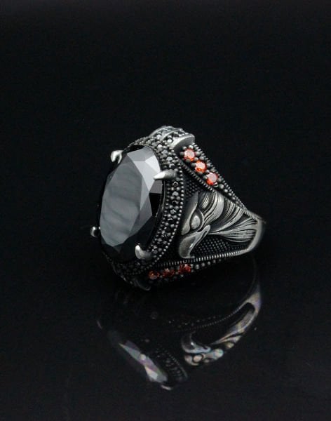 Dört Tırnaklı Şahin Gümüş Erkek Yüzüğü