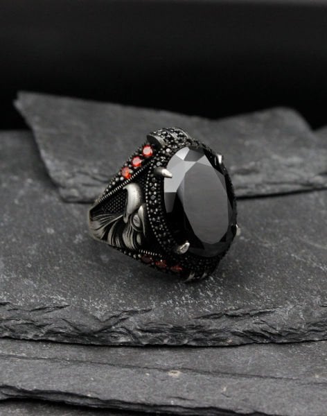 Dört Tırnaklı Şahin Gümüş Erkek Yüzüğü