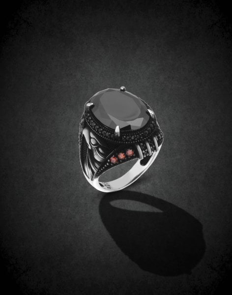 Dört Tırnaklı Şahin Gümüş Erkek Yüzüğü