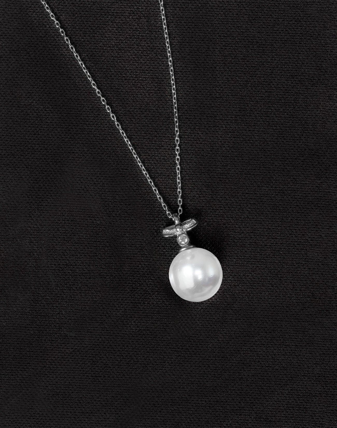 925 Ayar Gümüş Fiyonk Küre İnci Kolye