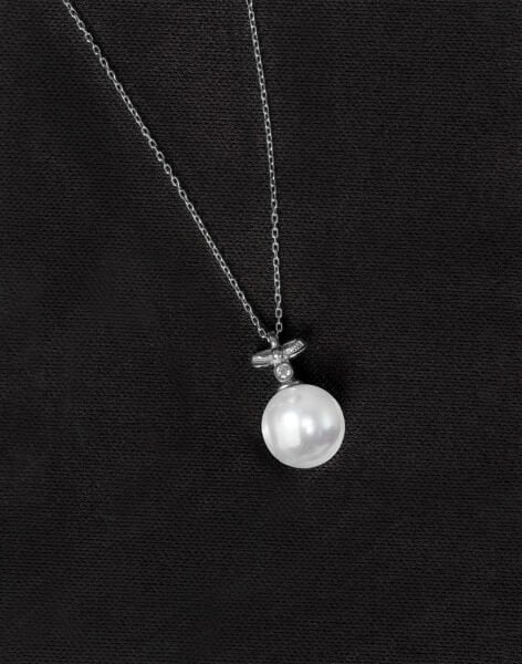 925 Ayar Gümüş Fiyonk Küre İnci Kolye