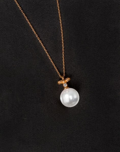 925 Ayar Gümüş Fiyonk Küre İnci Kolye