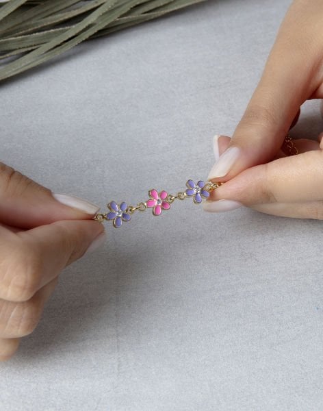 Gümüş Üç Papatyalı Çocuk Bilekliği