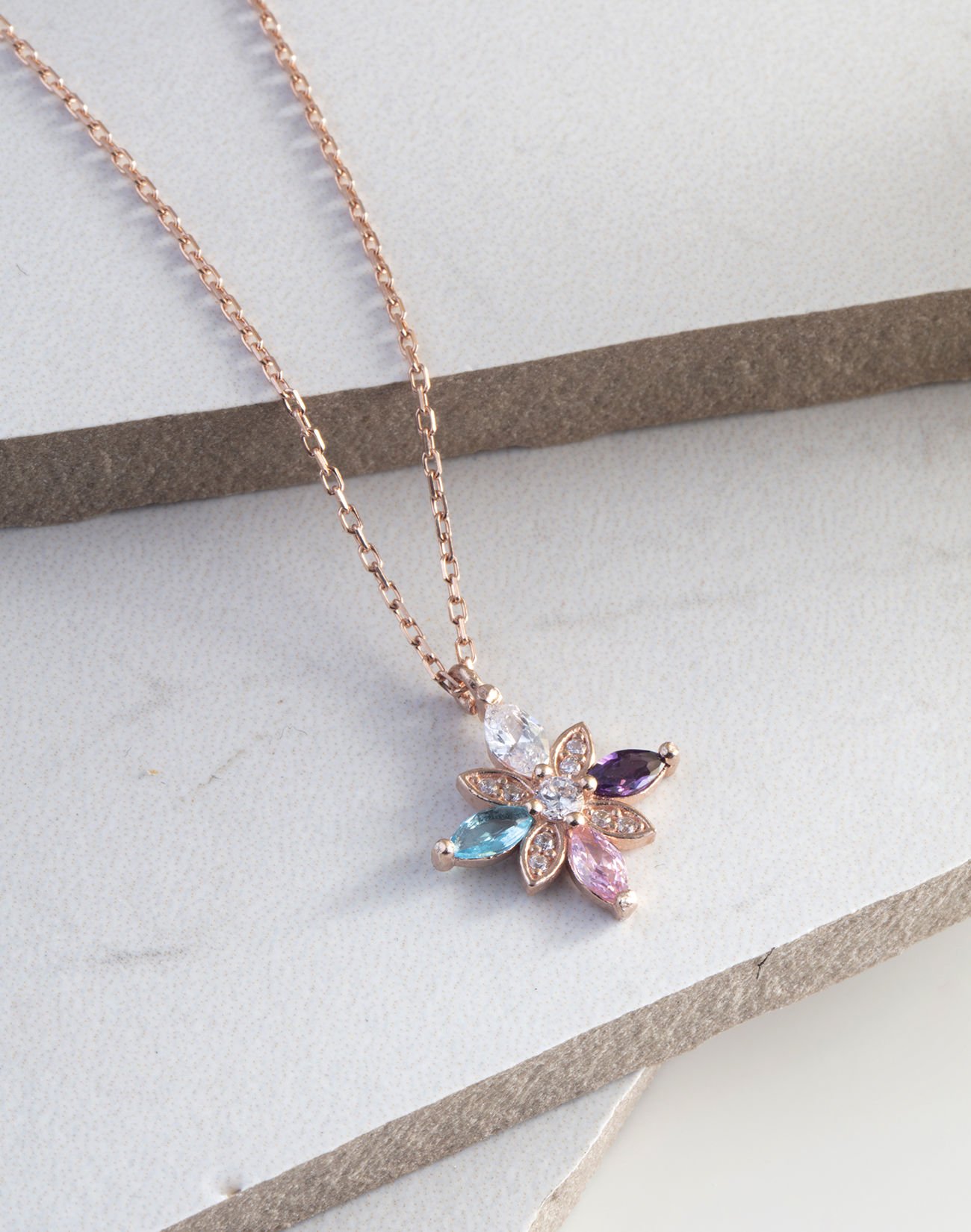 Özel Tasarım Umut Çiçeği Gümüş Kolye MİX