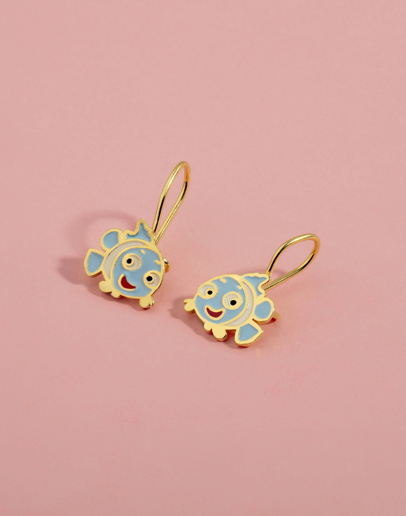 925 Ayar Gümüş Mineli Balık Figürlü Çocuk Küpesi