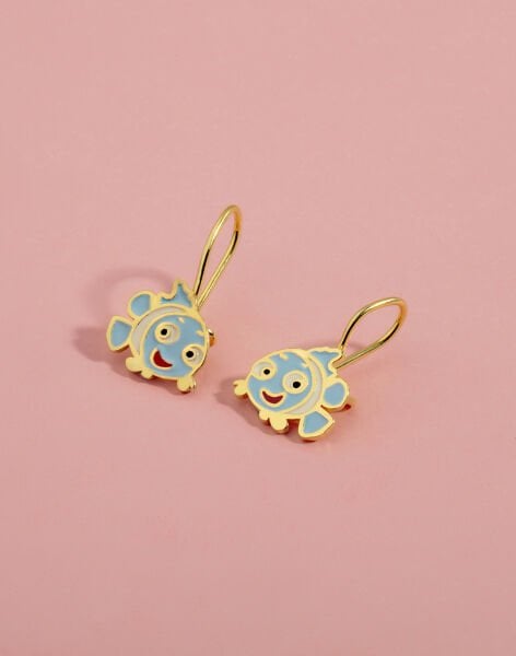 925 Ayar Gümüş Mineli Balık Figürlü Çocuk Küpesi