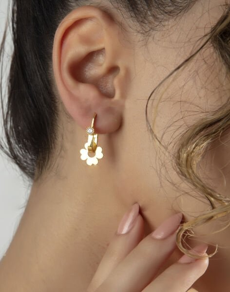 925 Ayar Gümüş Yonca Göçmen Küpesi