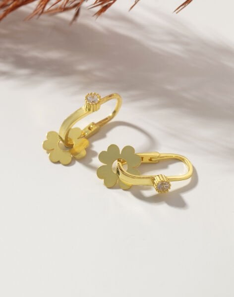 925 Ayar Gümüş Yonca Göçmen Küpesi