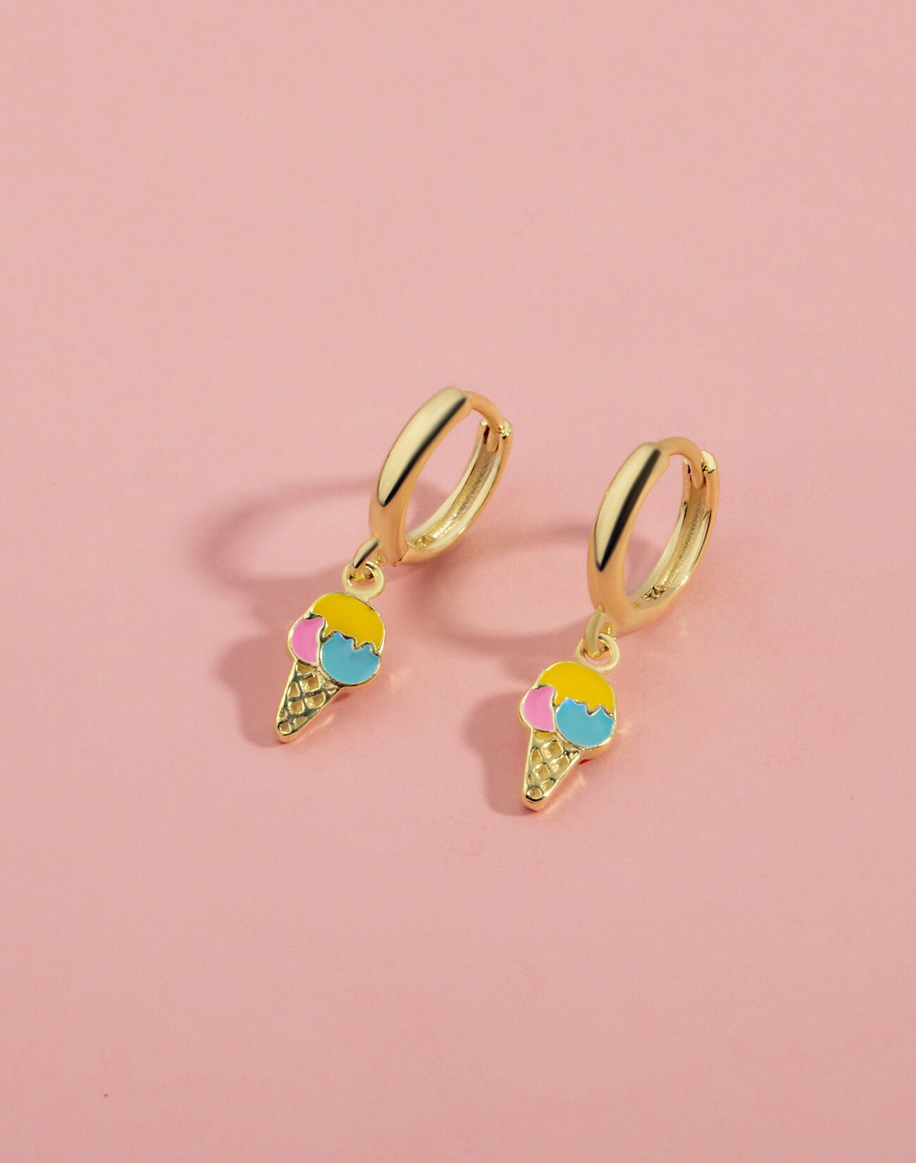 925 Ayar Gümüş Mineli Dondurma Figür Sallantılı Çocuk Küpesi