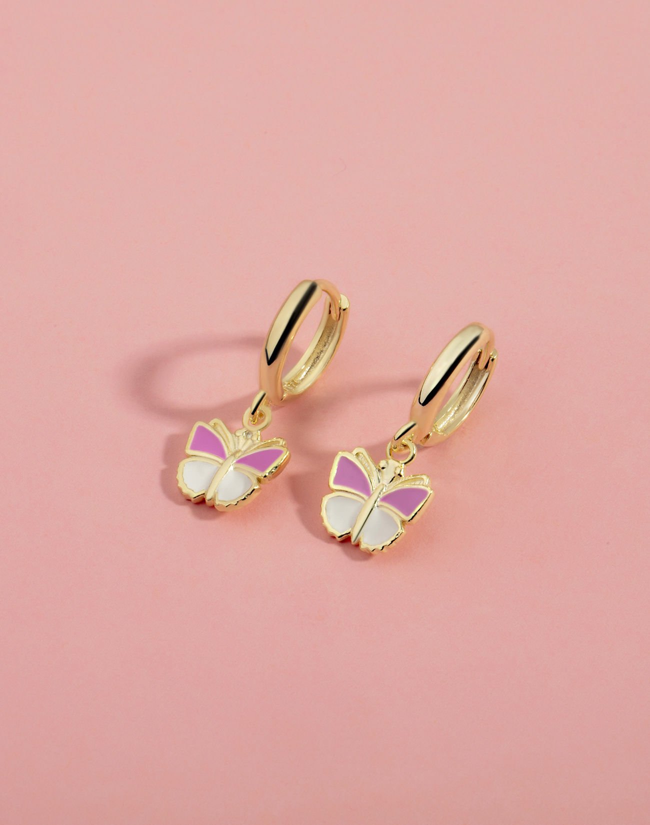 925 Ayar Gümüş Mineli Kelebek Sallantılı Çocuk Küpesi