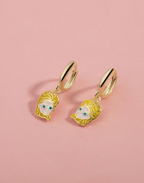 925 Ayar Gümüş Mineli Buzlar Kraliçesi Prenses Sallantılı Çocuk Küpesi