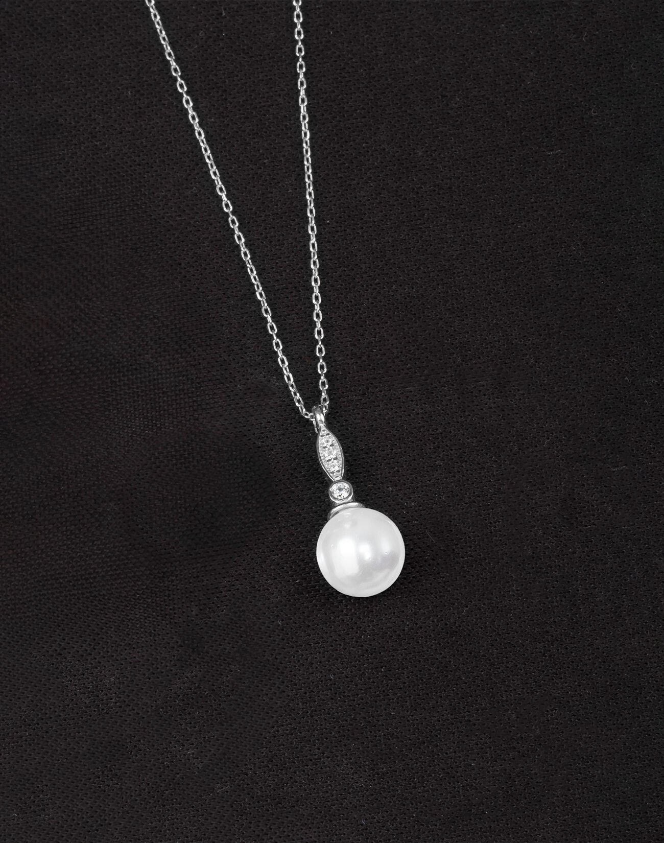 925 Ayar Gümüş Elegance Küre İnci Kolye Rodyum Kaplama