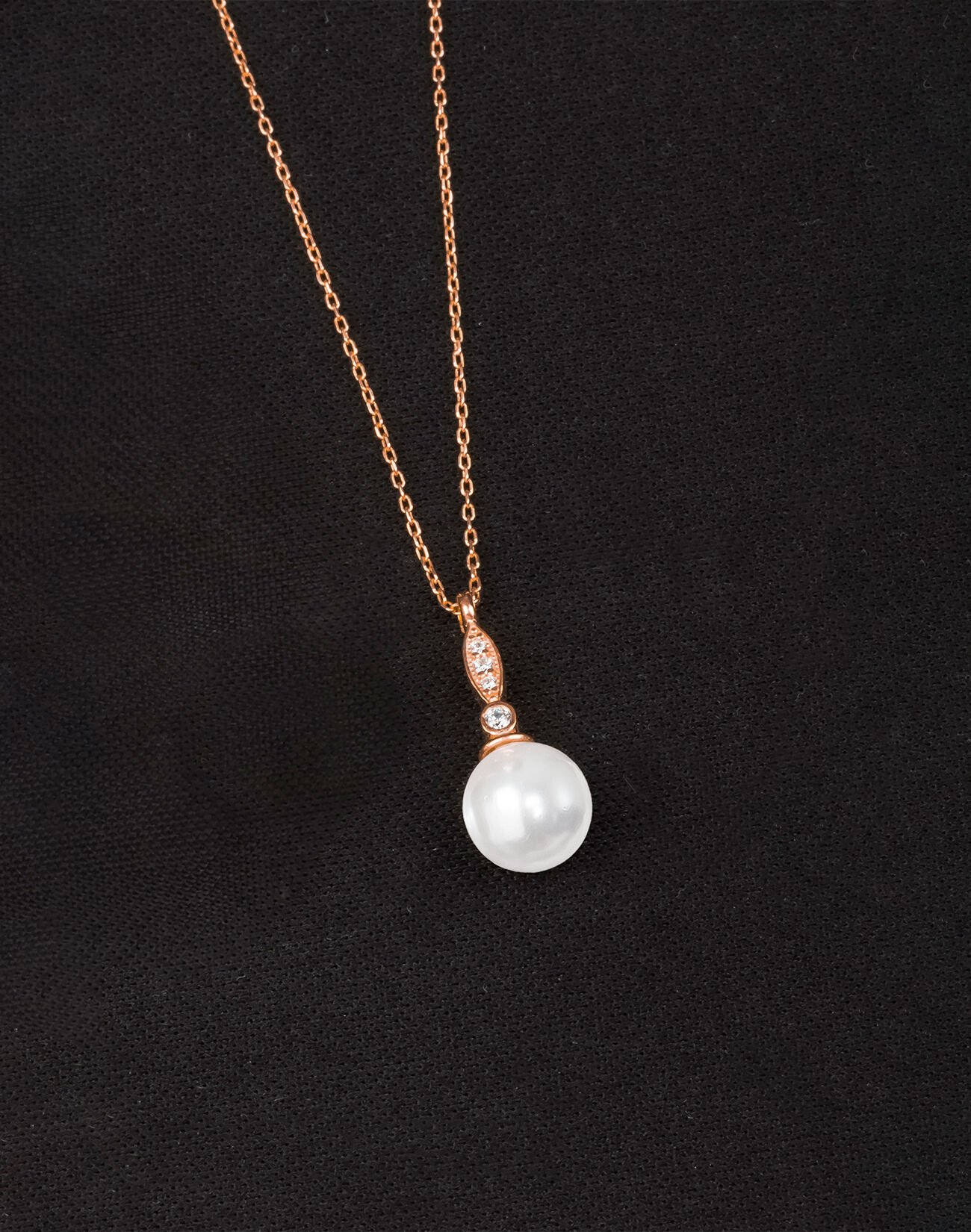925 Ayar Gümüş Elegance Küre İnci Kolye Rose Kaplama