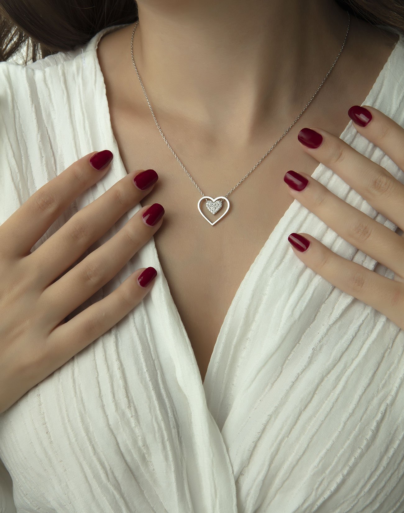 Sonsuz Aşkın Kalbi Gümüş Kolye